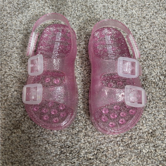 Mini Melissa Toddler Girl Size 24 US 8 Jelly Velcro Summer Slide Sandals Pink - Picture 1 of 4